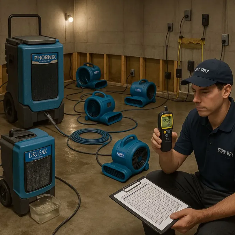 Structural Drying and Dehumidification process in Green Valley, CA